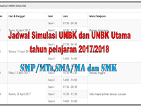 Jadwal Simulasi dan UNBK Utama SMP/SMA/SMK/MA tahun pelajaran 2017/2018