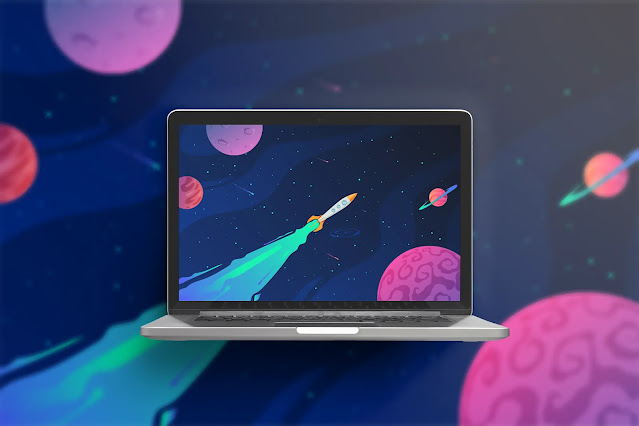 colorful space rocket minimalist wallpaper for pc laptop or desktop