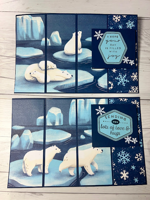 Polar-bear themed greeting card using Stampin' Up! Beary Christmas Designer Series Paper