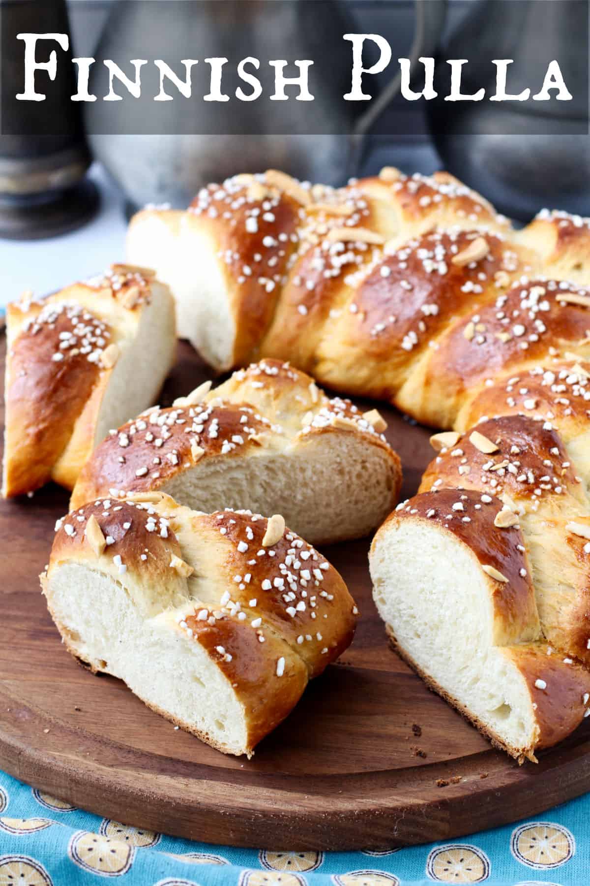 Finnish Pulla Bread on a board