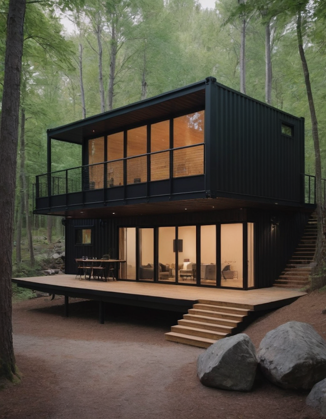 The Allure of Black Container Homes Nestled in Forest Serenity