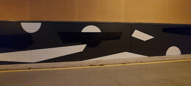 mural Graffiti Geométrico blanco negro minimalista