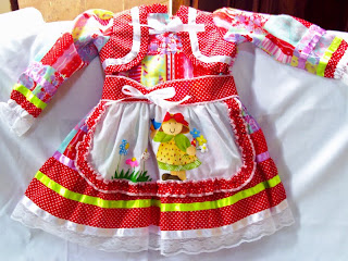 vestido festa junina com avental pintado