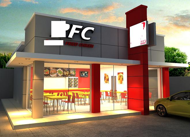 Design 3D Store PFC mirip KFC Jasa Desain  Ruko  Murah