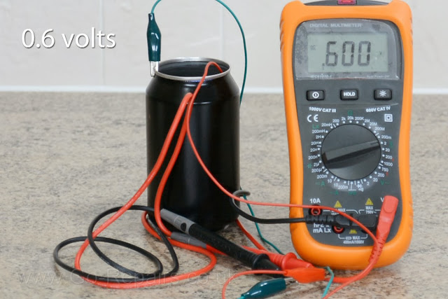 Volts from cola can battery