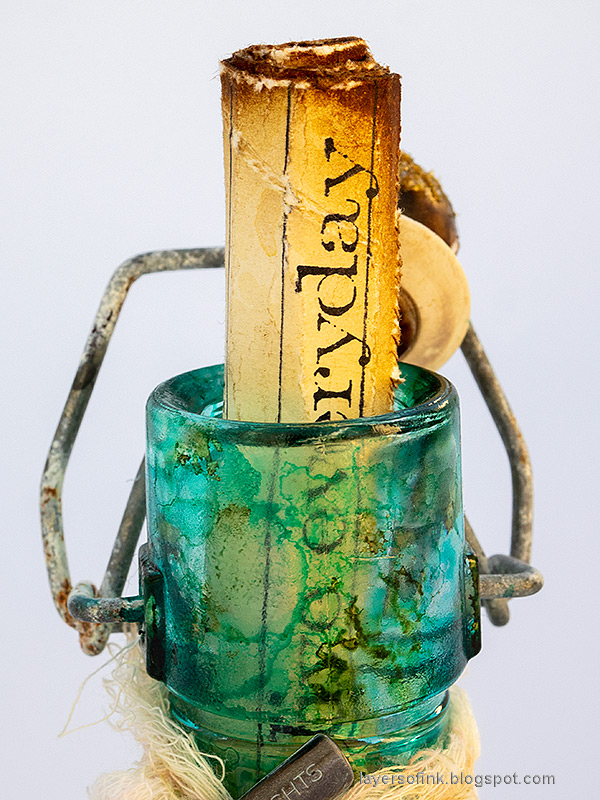 Layers of ink - Altered Bottle Message in a bottle tutorial by Anna-Karin Evaldsson.