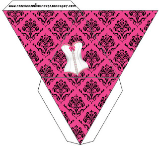 Pink Lingerie Free Printable Pyramid Box. 