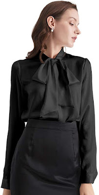 Work Business Black Office Silk Blouses