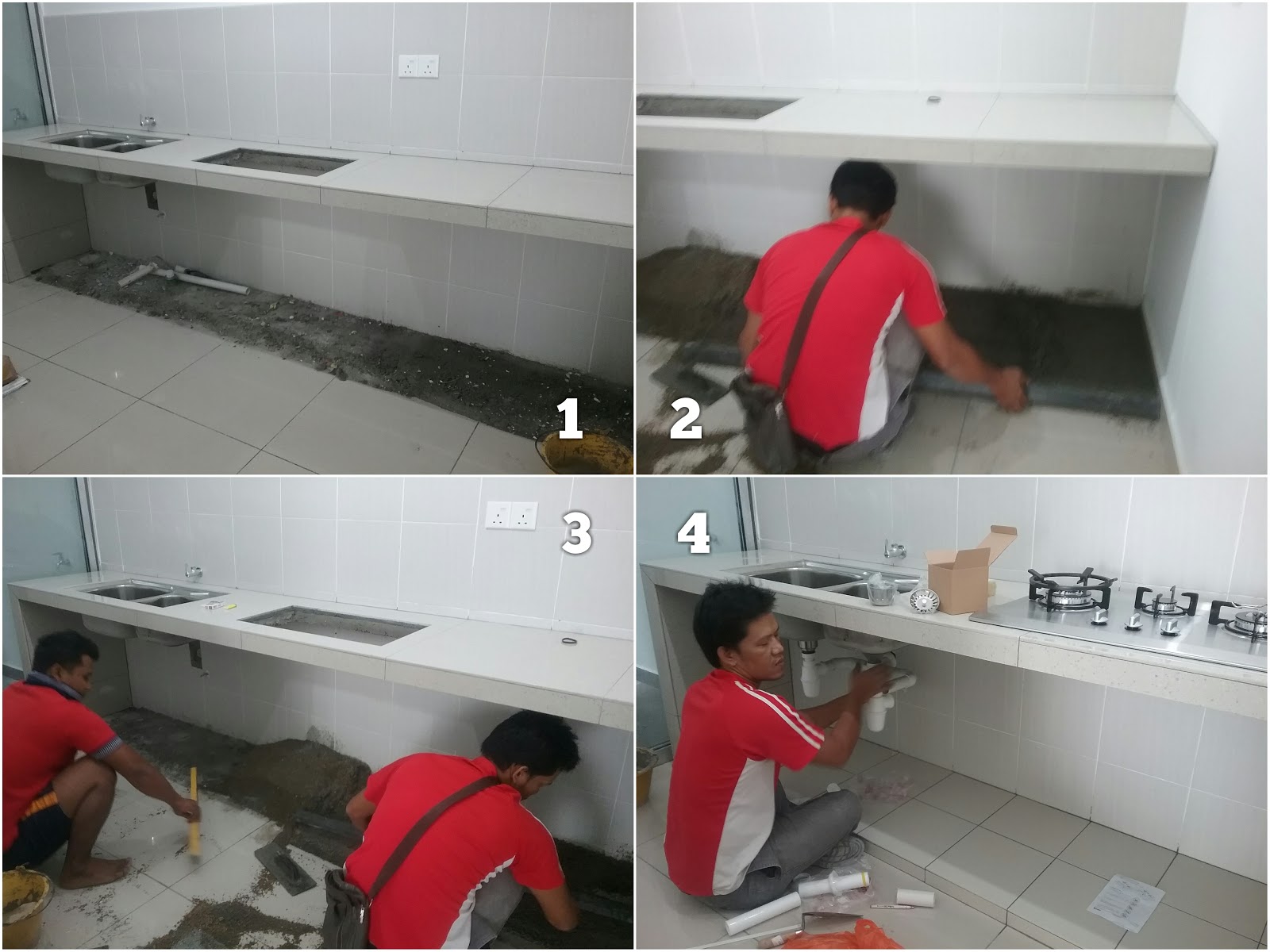 Table top bentuk lurus tile warna putih Ukuran panjang 