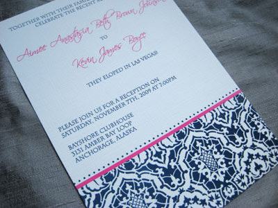 Aimee Kevin 39s hot pink navy invitations