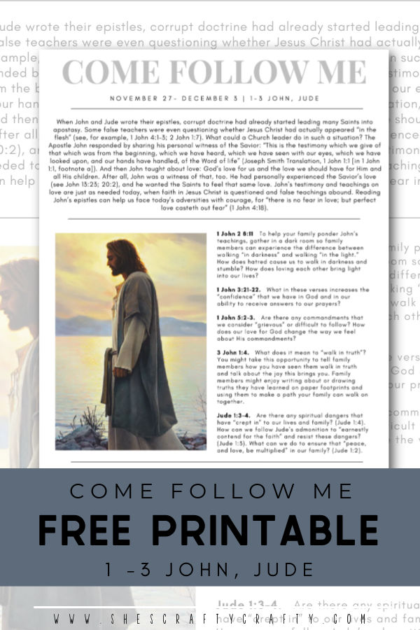 Come Follow Me Free Printable bible study Pinterest Pin John and Jude.