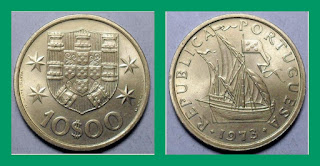 P38 PORTUGAL 10 ESCUDOS COIN UNC (1971-1974)