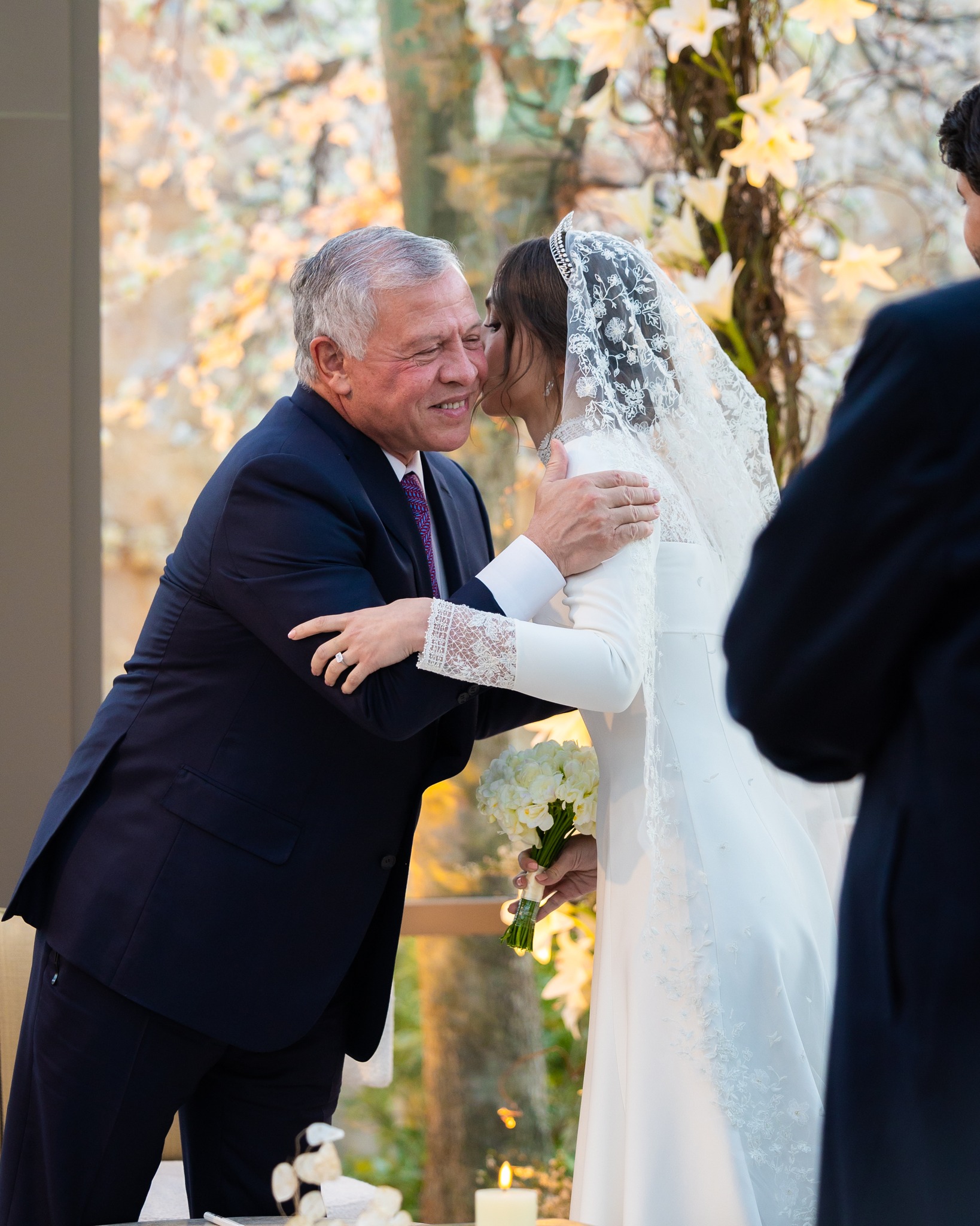 King Abdullah II with his daughter Princess Iman on her wedding day