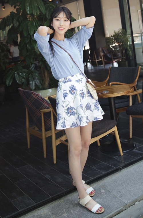  Flared Floral Mini Skirt