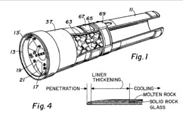 Patent for secret underground military bases that uses heat to create glass walls.