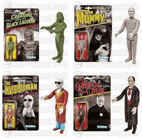 Universal Monsters ReAction Retro Action Figures by Funko & Super7 - Creature From The Black Lagoon, The Mummy, The Invisible Man & The Phantom of the Opera
