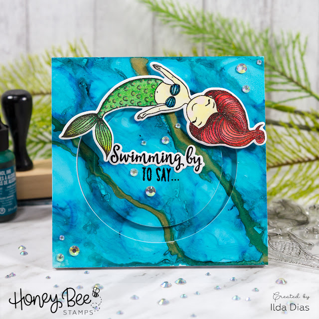 Swimming By To Say I Love You Valentine's Day Card - Honey Bee Stamps