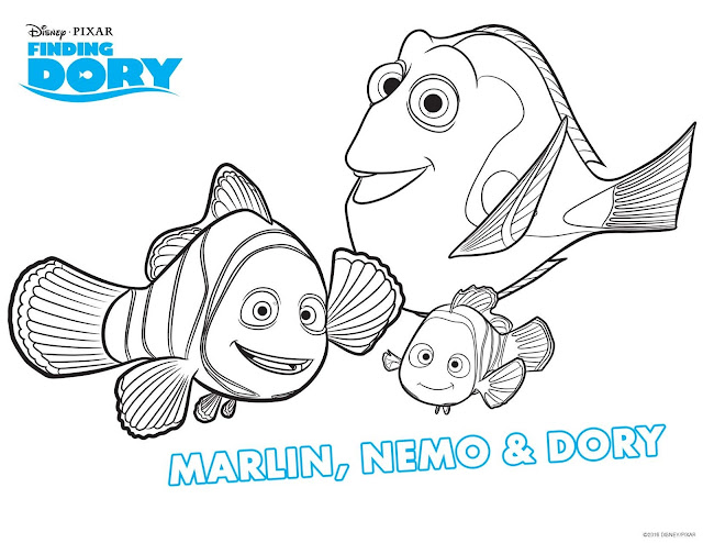 Dory finding dory, nemo, bailey, hank, color hank, color dory, color nemo, free dory printables, free finding dory coloring pages