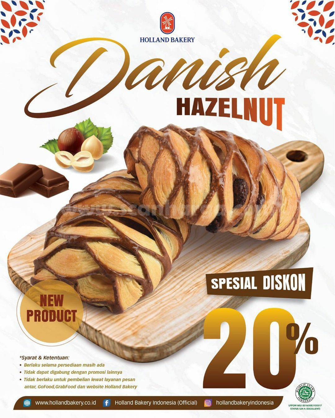 Promo Holland Bakery Menu Baru! Danish Hazelnut Spesial Diskon 20%