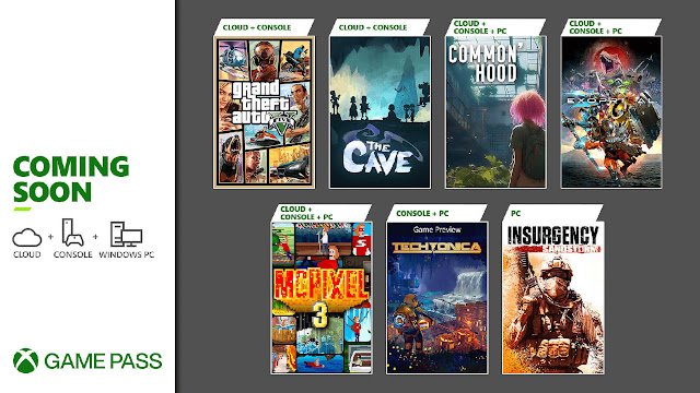 xbox game pass 2023 common'hood exoprimal grand theft auto v insurgency sandstorm mcpixel 3 sword and fairy together forever techtonica the cave xgp xb1 xsx pc android