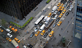 traffic jam in NYC showing gridlock