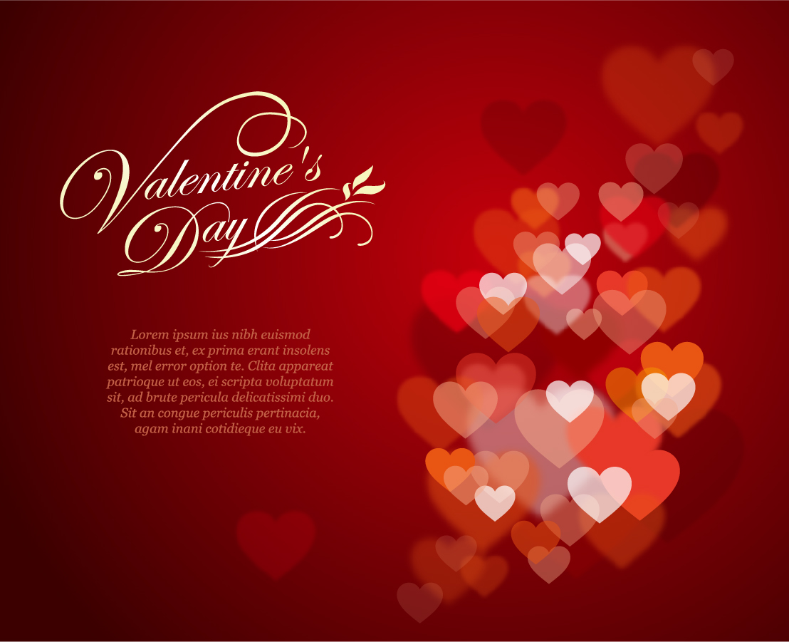 Free Vector がらくた素材庫 ハート型の淡い光が美しいバレンタインデーの背景 Valentine S Day Background イラスト素材