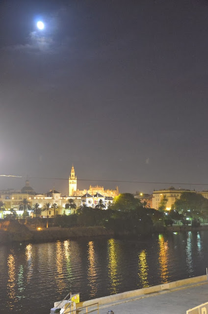 Vistas de Sevilla en una noche de Navidad