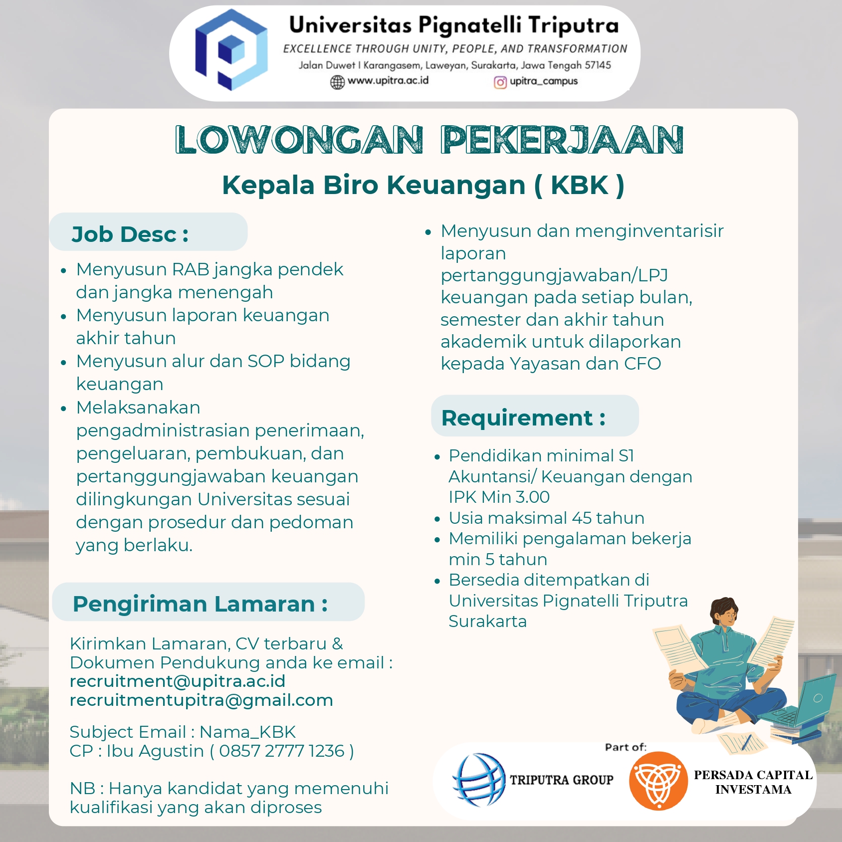 Loker Solo Raya Update di Universitas Pignatelli Triputra