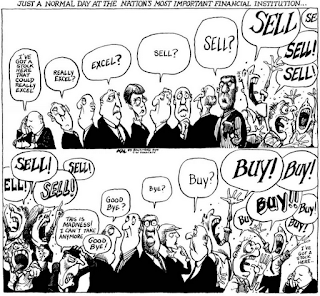 image: cartoon by KAL about the stock market