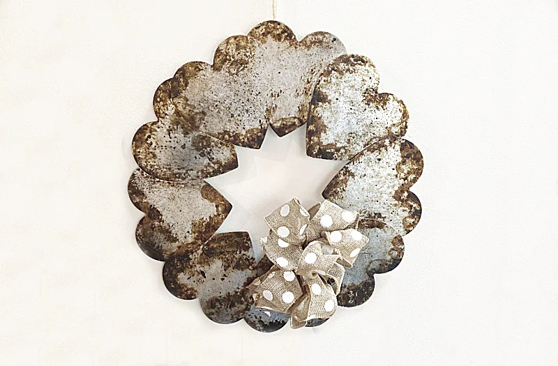 rusty heart wreath with bow
