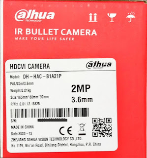 Dahua Box Serial Number Camera Model Label