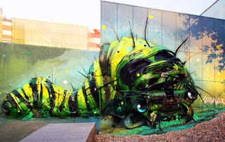 Caterpillars Character Graffiti Street Art by Bordalo II