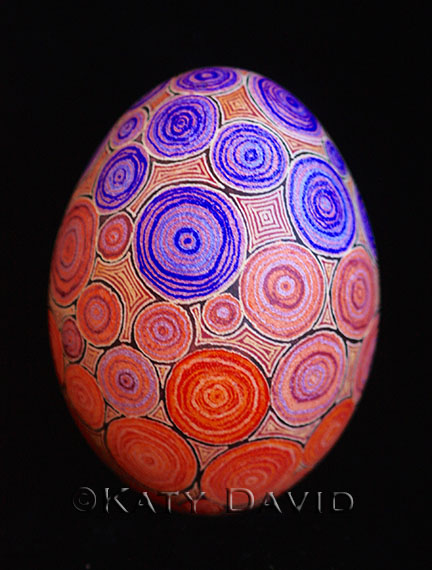 Friday Egg: Under, Purple and Red, Goose Egg Pysanky ©Katy David