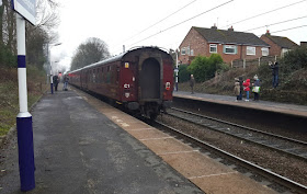 The back of the last carriage forming the Buxton Spa Express