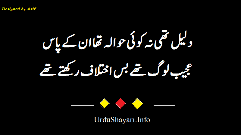 Daleel Thi Na Urdu Poetry Status - Sad Shayari Urdu Me - do Lines