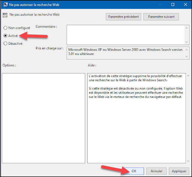 désactiver, arrêter, empêcher, interdire, limiter, la recherche web, Cortana, zone de recherche, la recherche avec Cortana, éditeur de stratégie de groupe locale, gpedit.msc, administration, trucs et astuces