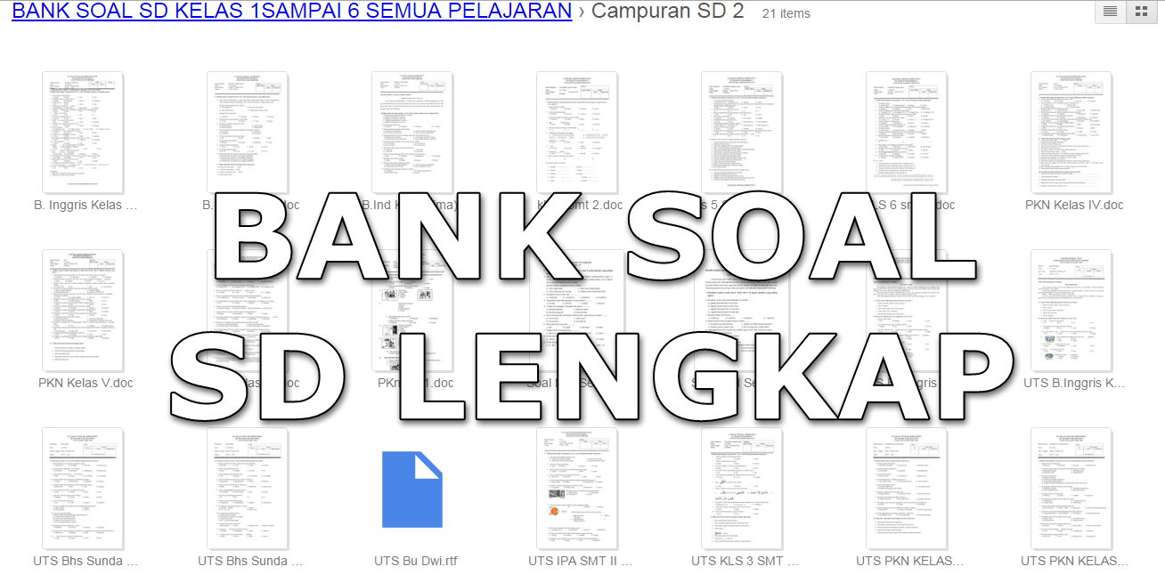 Kumpulan Bank Soal SD Lengkap Semua Mata Pelajaran Kelas 1 