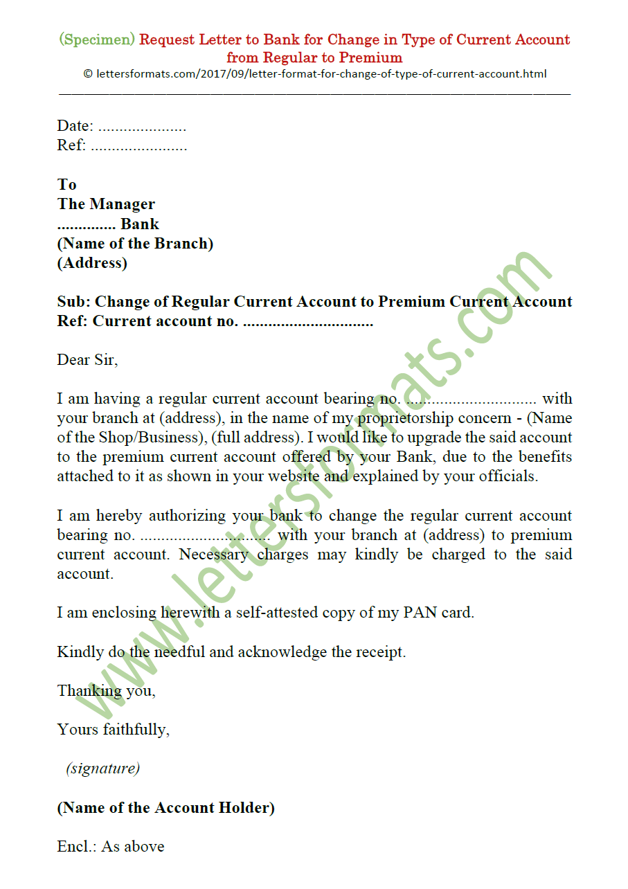 Request Letter To Bank Manager - Letter