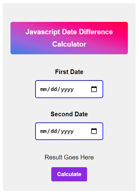 Javascript Date Difference Calculator