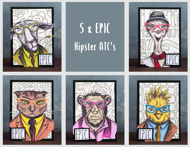 Hipster ATC's with Tim Holtz stamps and Sizzix dies