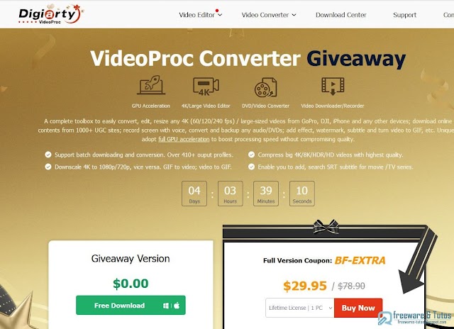 Offre promotionnelle : VideoProc (4.4) gratuit ! 