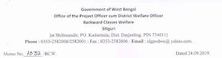Application for the post of Contractual staff under BCW and TD Department Darjeeling 