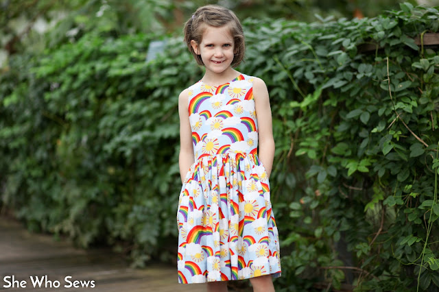 Girls rainbow dress with pockets