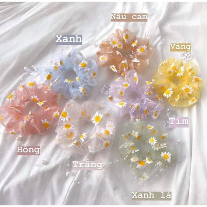[ manhhakt ] (Xả kho- 1 ngày) Scrunchies hoa cúc chi hàng đẹp như hình