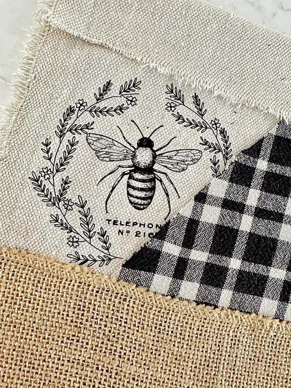 patchwork with bee and burlap