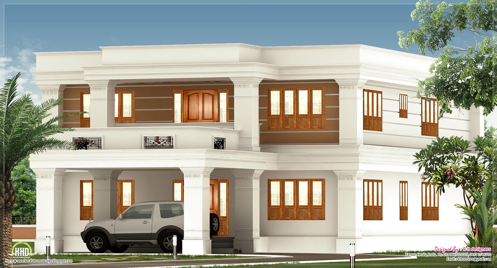 2800 sq feet flat  roof  villa exterior Home  Kerala Plans 
