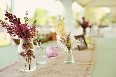 Little Jars wedding centerpieces