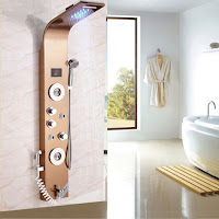  Rose Gold Wall Mount Luxury LED Shower Panel With Massage Jets And Bidet Shower