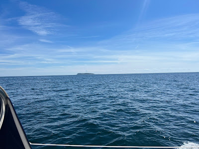photo of the Danish island of Hjelm taken from a boat in Hjelm Dyp