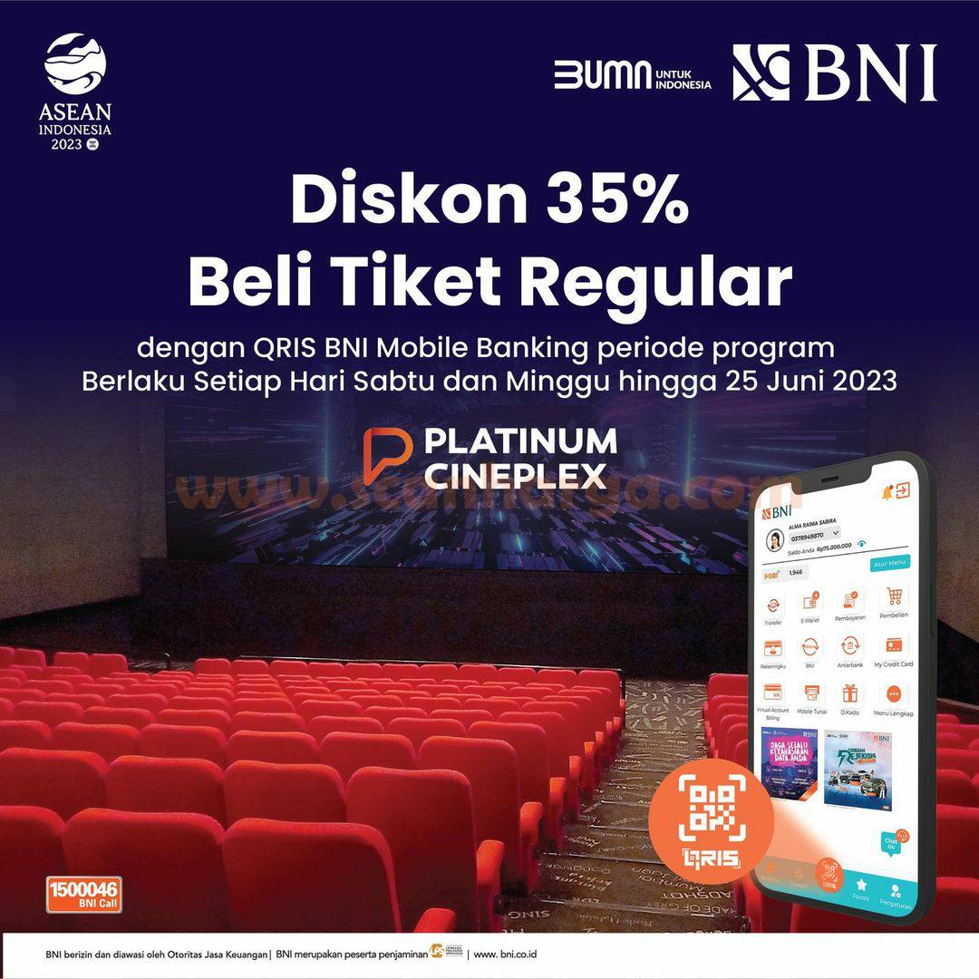 PLATINUM CINEPLEX Promo BNI - Beli Tiket Reguler Diskon 35%